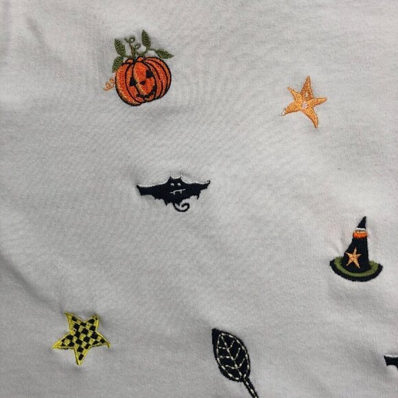 Onque Casuals White Applique Halloween T Shirt Size L - Picture 5 of 6